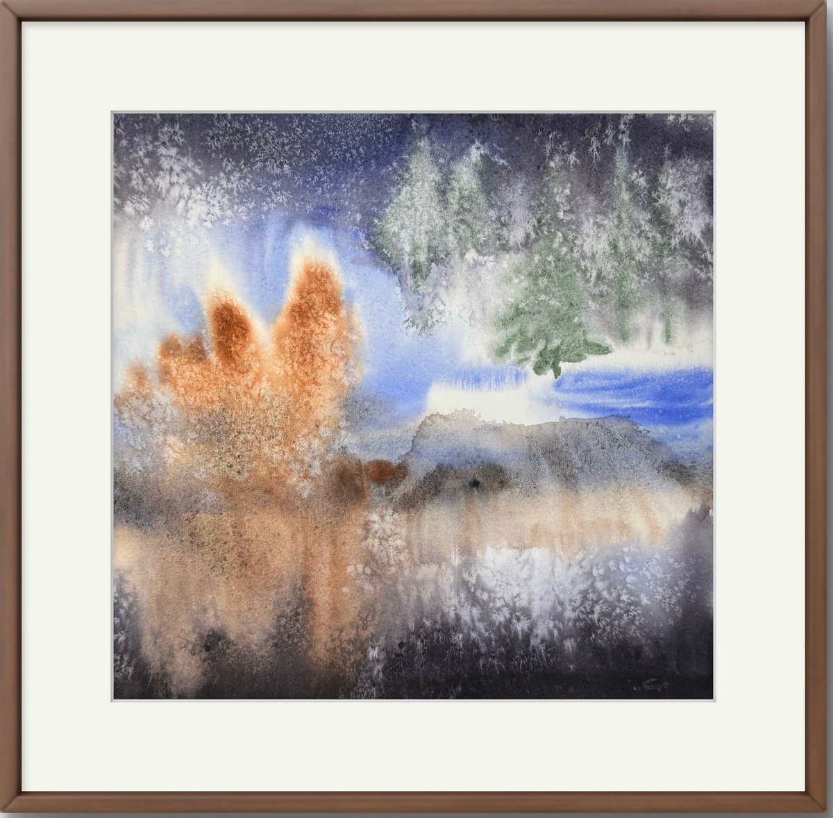 Watercolour , Majestic Abstract Landscape By Yuliia Sharapova, 16 X 16, Artwork For Sale On Artfinder