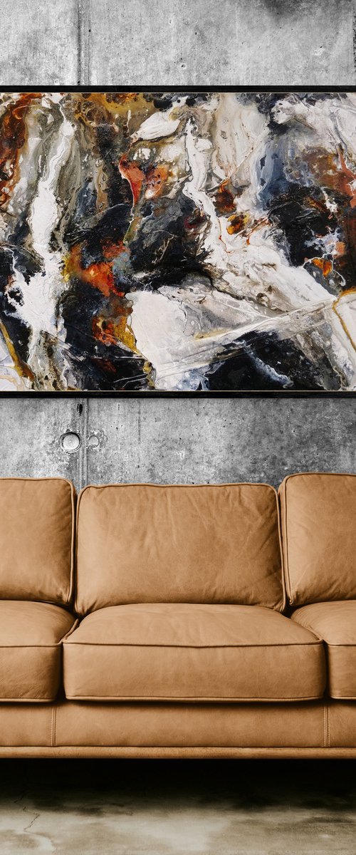 Tectonic Rush 200cm x 80cm Textured Abstract Art by Franko