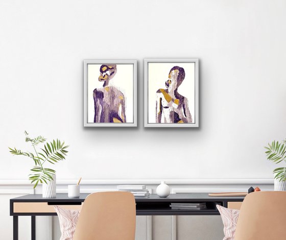 Immutable Essence - Composition 2 paintings - Purple - Framed - Ready to hang