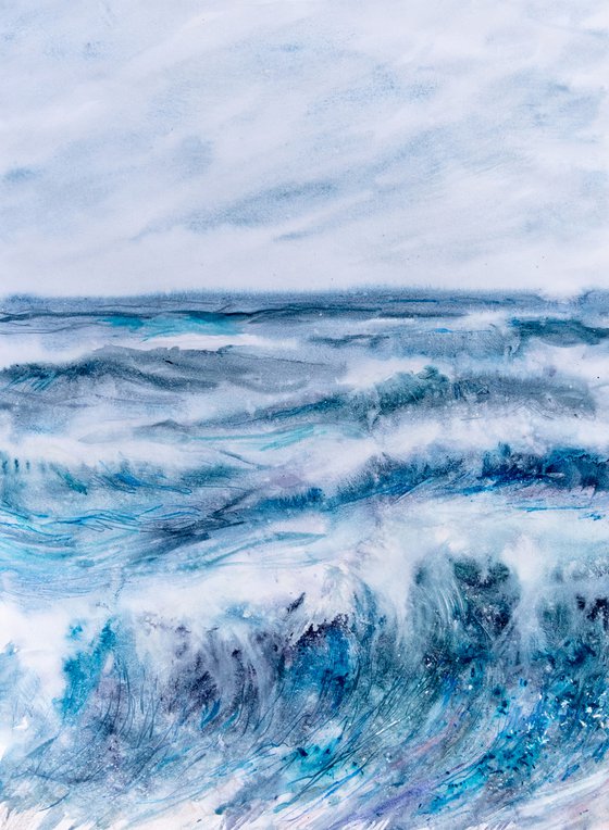 "Ocean Diary from November 17th, 2019" watercolor painting