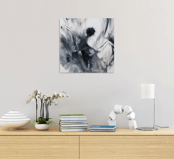Abstract figurative painting on canvas - Black and White Painting -