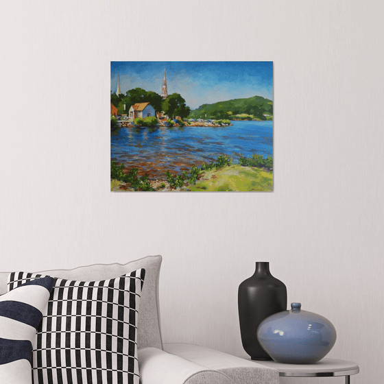 Mahone bay, original, one-of-a-kind acrylic on wide-edges canvas painting (16x20")