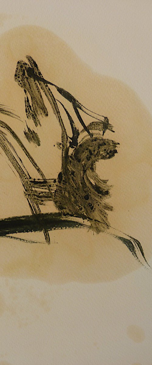 Expressive Gestural Sketch 3, oil on paper 24x32 cm by Frederic Belaubre