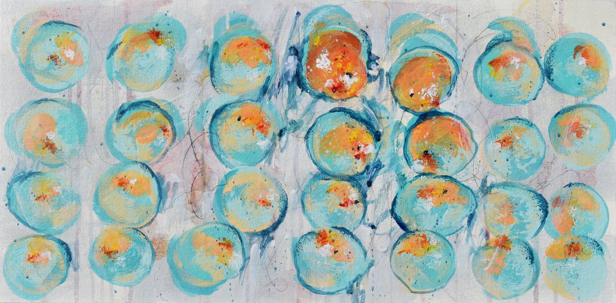 Abstract Landscape Painting By Cynthia Ligeros, 24 X 12, Daybreak, Original Artwork