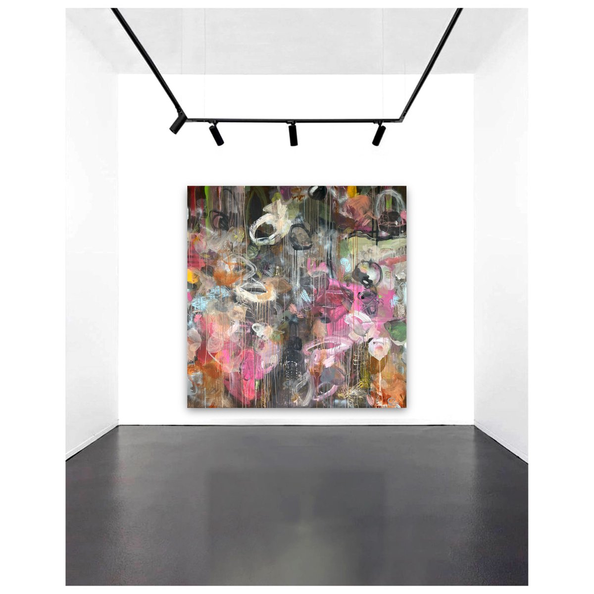 Abstract Acrylic Painting By Maria Esmar, 75 X 75", Setting The Tone, Original Artwork