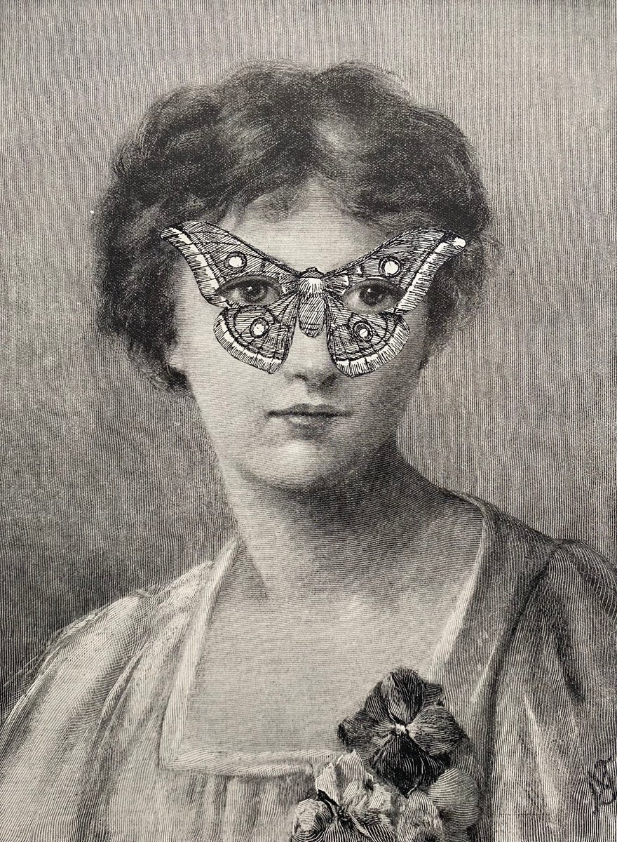 Surrealistic Portrait Collage By Tudor Evans, 7 X 9", Maya, Original Artwork