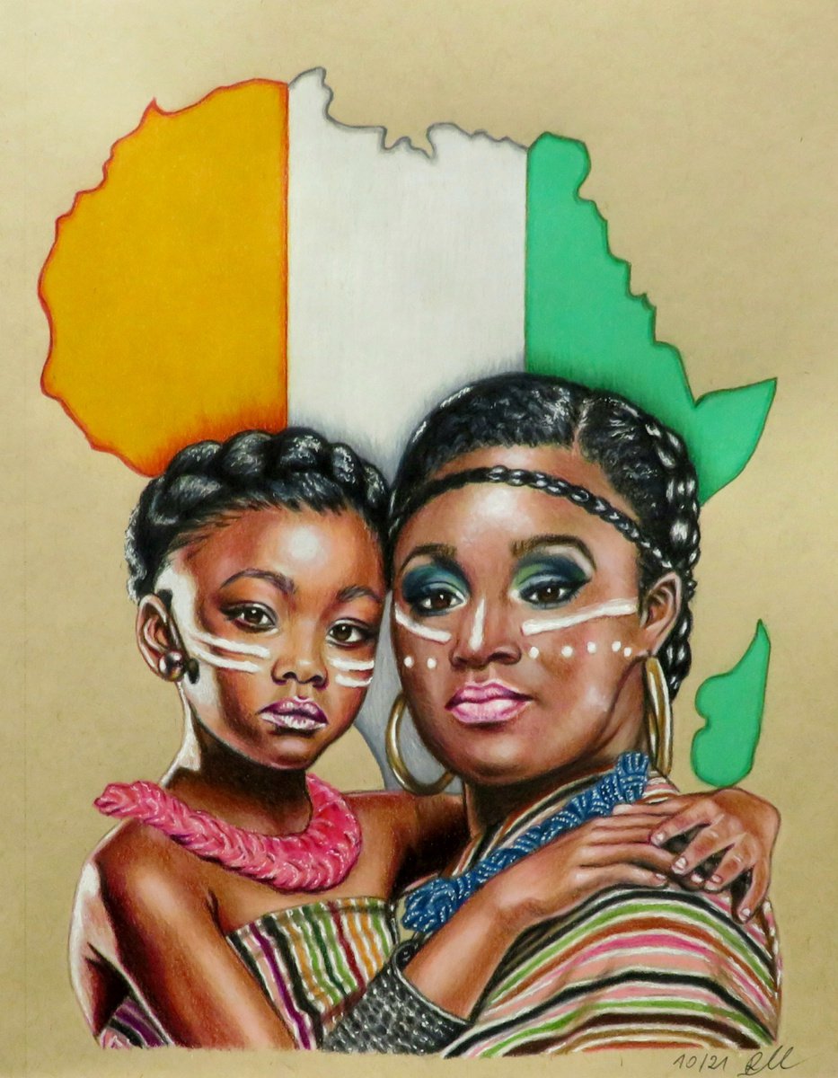 Ivory Coast mother and daughter by Monika Rembowska