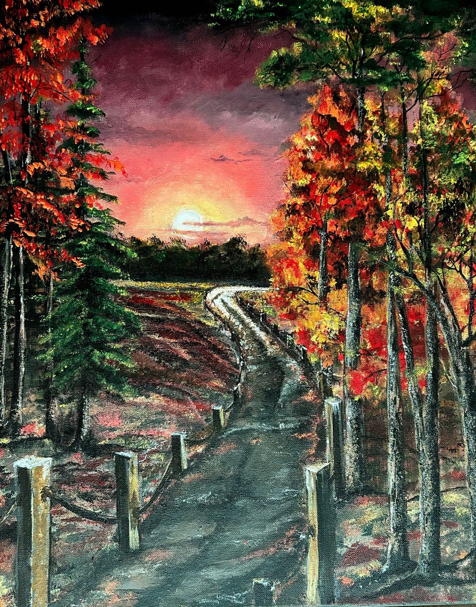 Expressive Landscape Acrylic Painting By Sapna Sharon, 16 X 20", Journey Unfolds, Original Artwork