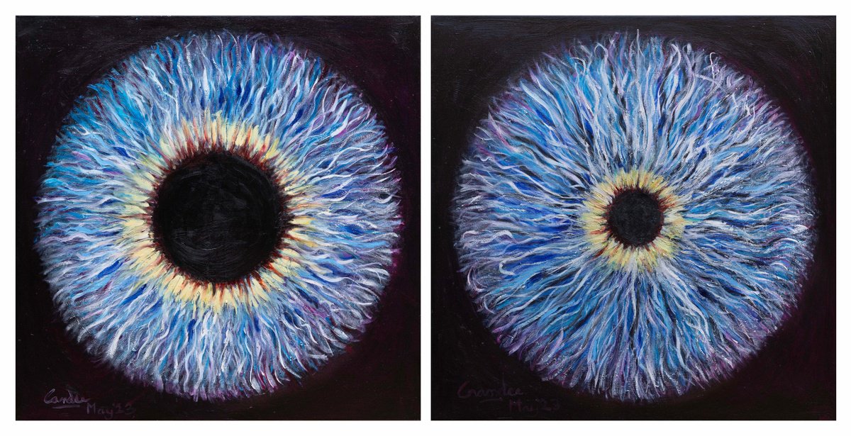 Illustrative Portrait Oil Painting By Gandee Vasan, 79 X 39, Dilating Blue Iris, Original Artwork