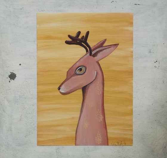 The deer on ocher background