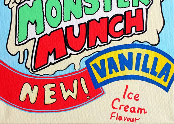 Vanilla Ice Cream Monster Munch - Pop Art Painting on Canvas