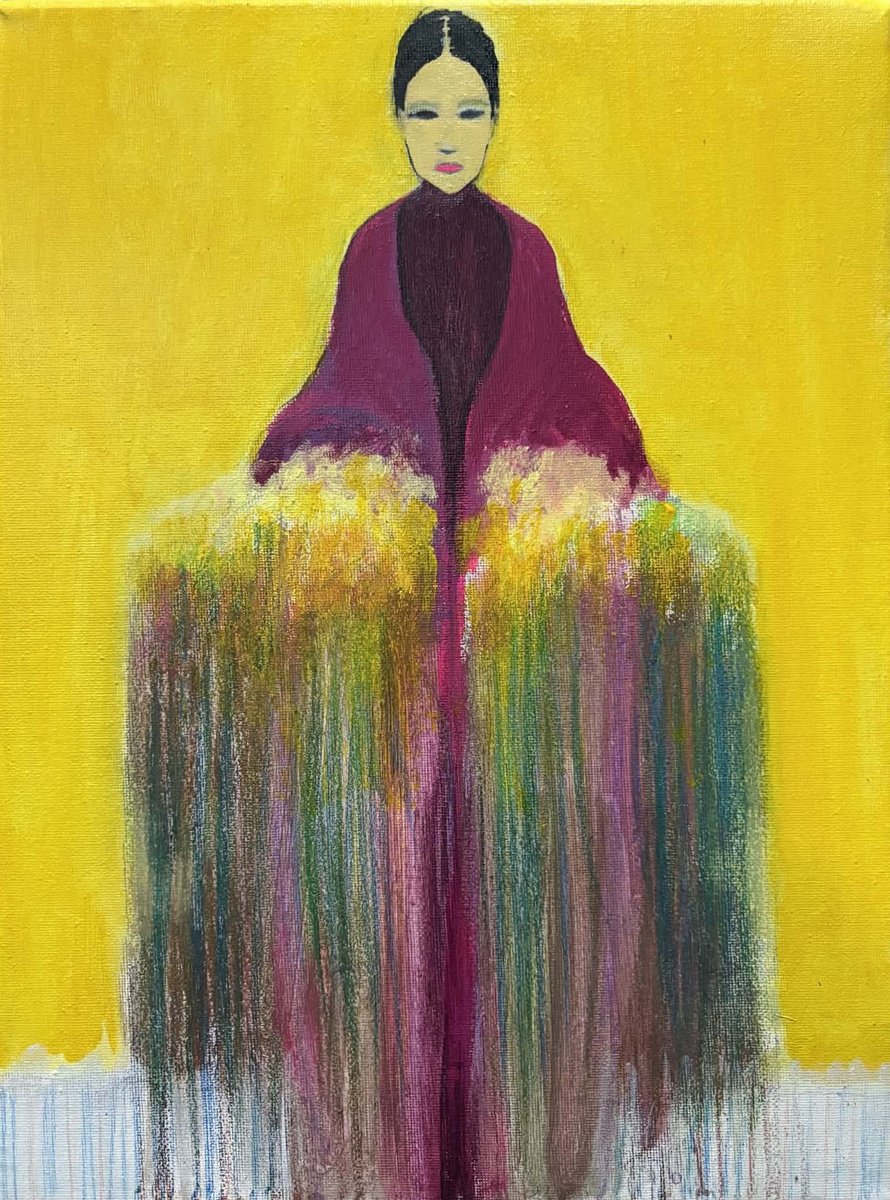 Girl With Yellow Flowerscape By Gela Mikava, 12 X 16, Artwork For Sale On Artfinder