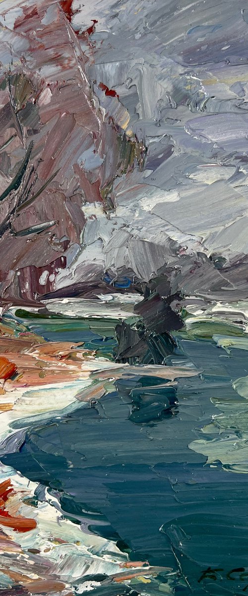 River Against the Backdrop of Snowy Trees by Boris Serdyuk