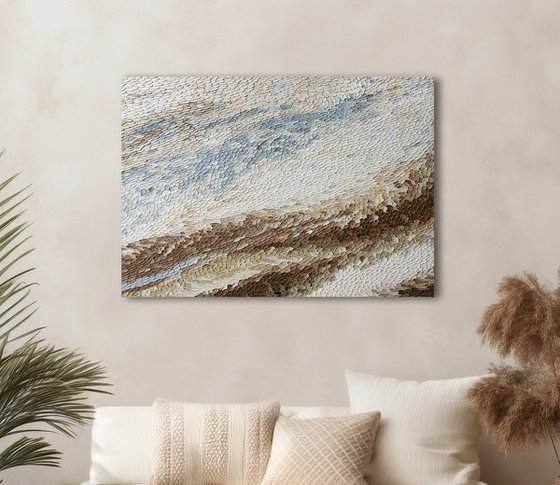 "Bona" Abstract blue brown high textured art