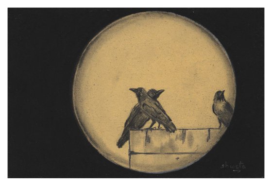 Black birds postcard art series