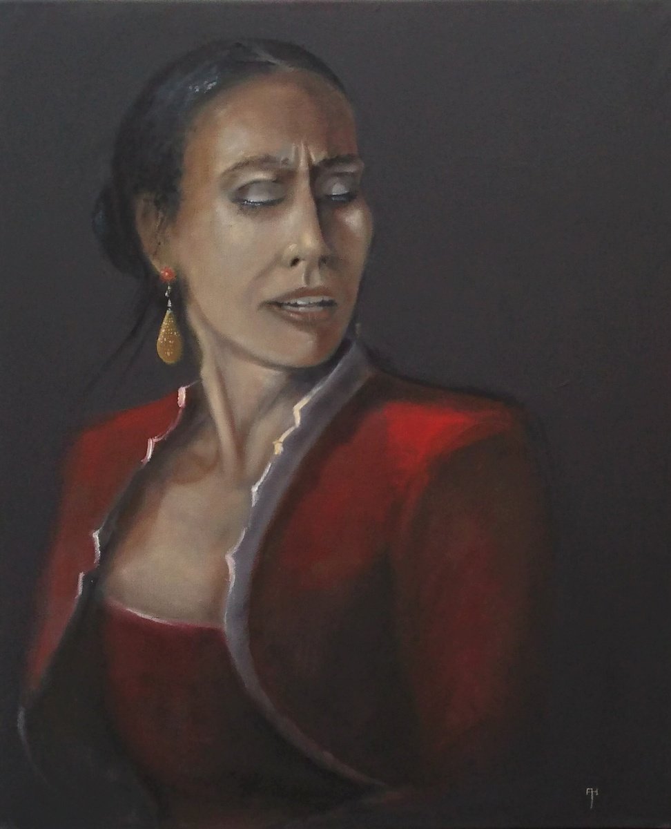 Impressionistic Portrait Oil Painting By Alan Harris, 20 X 24, Bulerias, Original Artwork