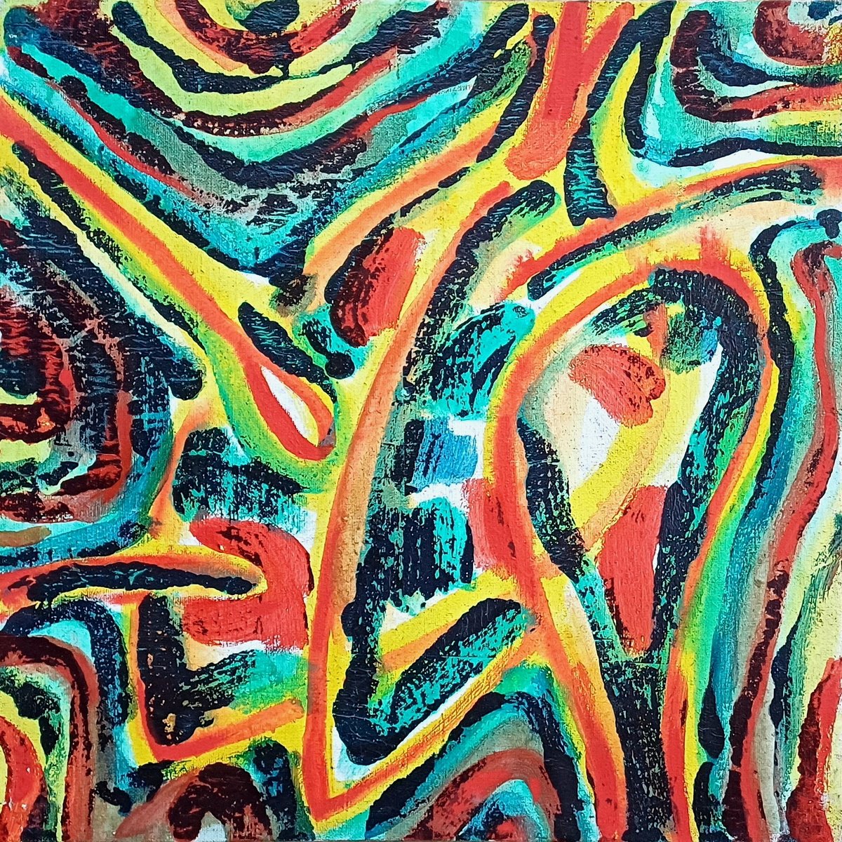 Abstract Acrylic Painting By Stanislav Bojankov, 16 X 16", Heart-Xxvi, Original Artwork