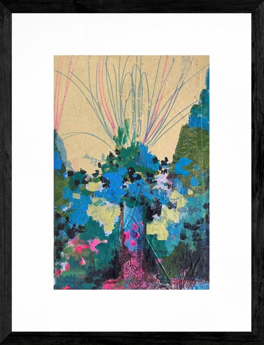 Abstract Landscape Painting By Gela Mikava, 13 X 16, Abstract Trees, Original Artwork