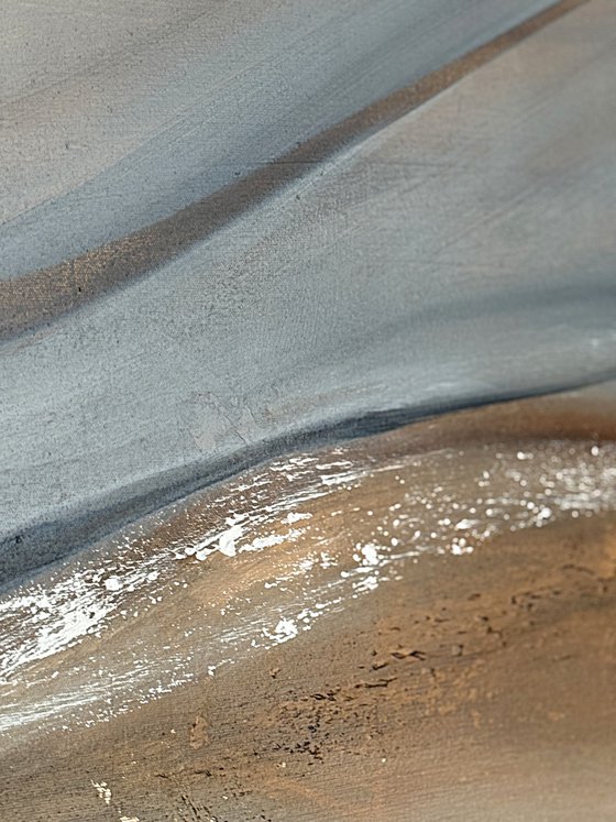 Interwoven Currents. Neutral Beige Grey Gold