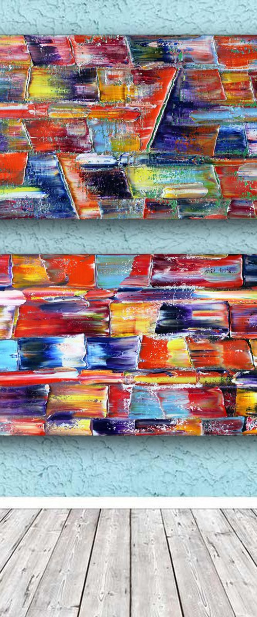"Abundance Series" - Save As Series - Original Extra Large PMS Abstract Diptych Oil Paintings On Canvas - 48" x 48" by Preston M. Smith (PMS)