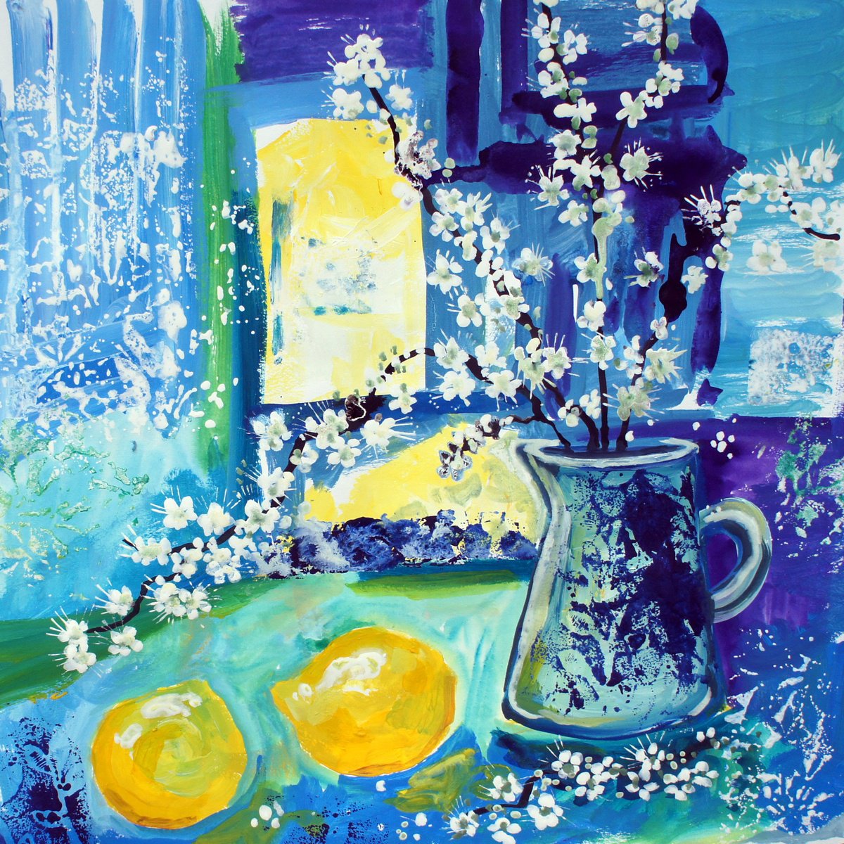 Lemons And Blackthorn By Julia Rigby, 22 X 22, Artwork For Sale On Artfinder