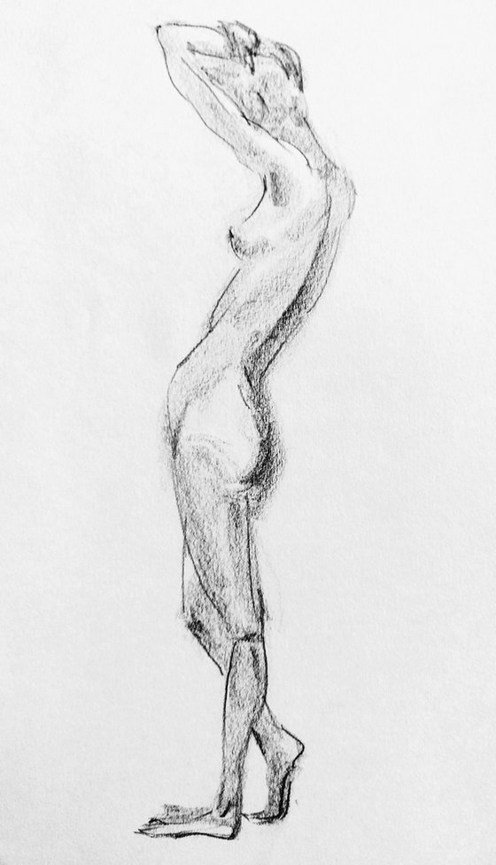 Nude figure. Imagination. Original nude drawing.