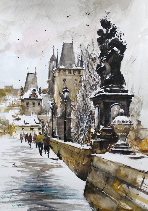 Prague Winter Scene by Maximilian Damico