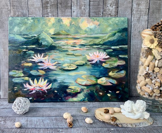 Water lilies in the pond