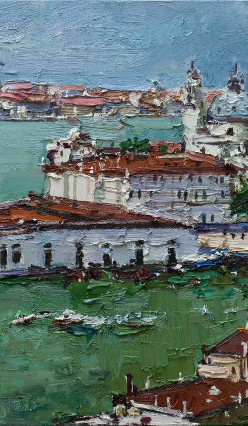 Italian landscape. Venice- Original impasto landscape painting by Anastasiia Valiulina