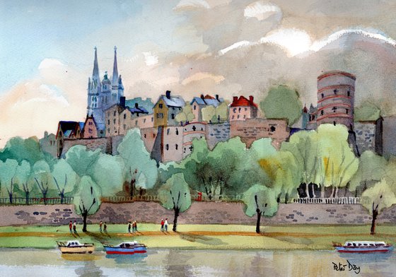 Angers, France, River Maine, Cathedral & Chateau.