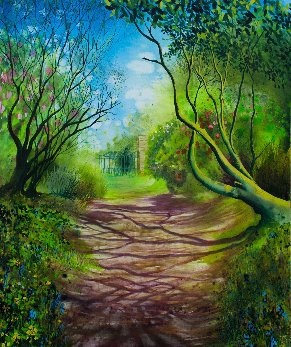 Impressionistic Landscape Acrylic Painting By Theresa Shaw, 39 X 47", Looking Back, Original Artwork