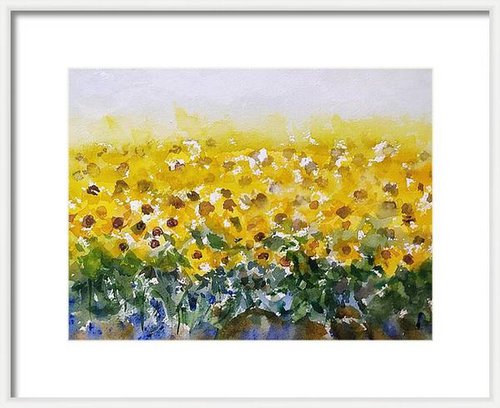 Painterly Sunflower fields by Asha Shenoy