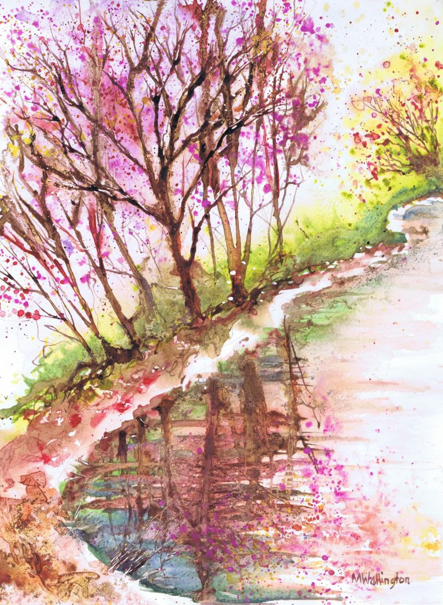 Pink Trees by the Water by Michele Wallington