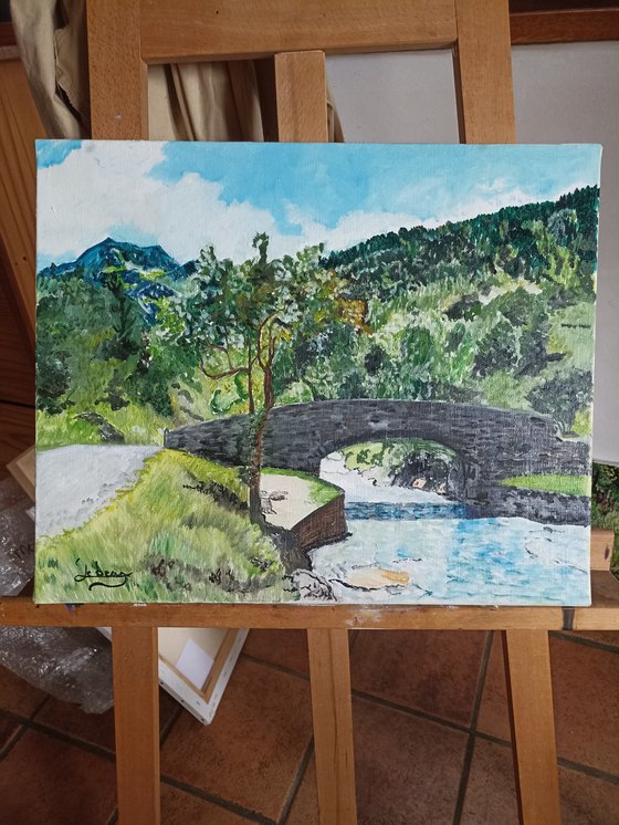 Bridge and mountain