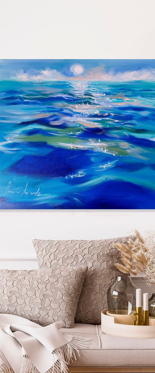 Seascape painting on canvas. Ocean art by Annet Loginova