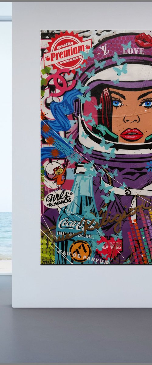 The Purple Cadet 120cm x 150cm Space Cadet Textured Urban Pop Art by Franko