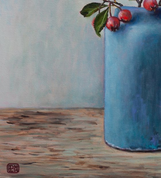 Blue Vase And Berries