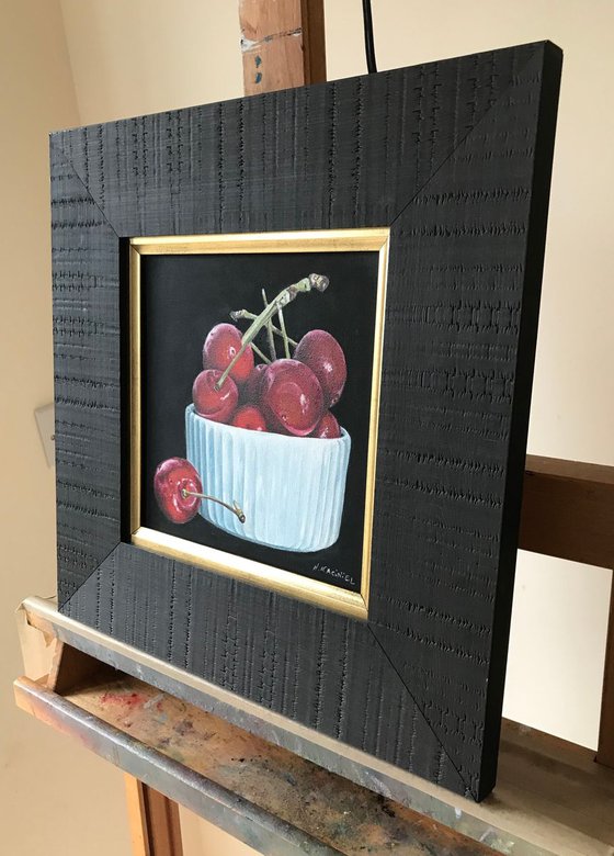 A Bowl of Cherries, framed