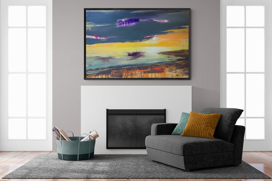 XL Big seascape - "Bright sky" - Expressionism - Minimalism - Sea - Ocean - Sunset