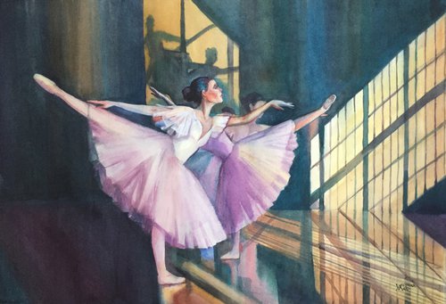 "Ballet class". Dancing ballerinas by Natalia Veyner