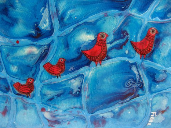 Red Fabric Birds