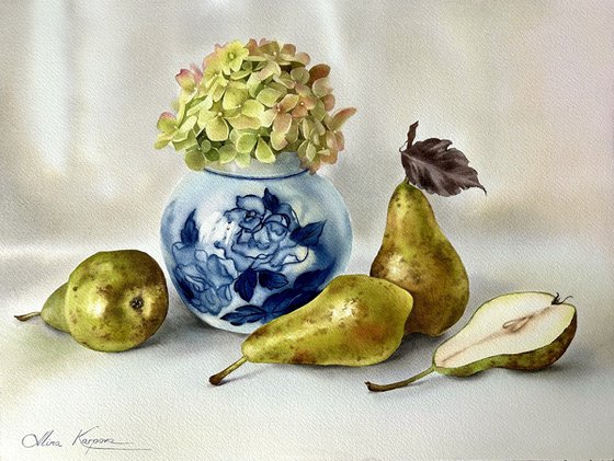 Hydrangea and pears
