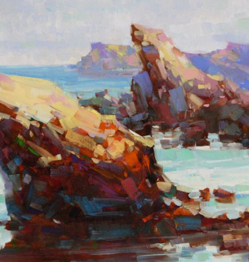 Ocean Cliffs Original oil Painting Large Size by Vahe Yeremyan