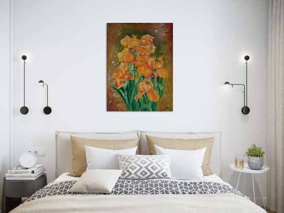 Orange irises - flowers