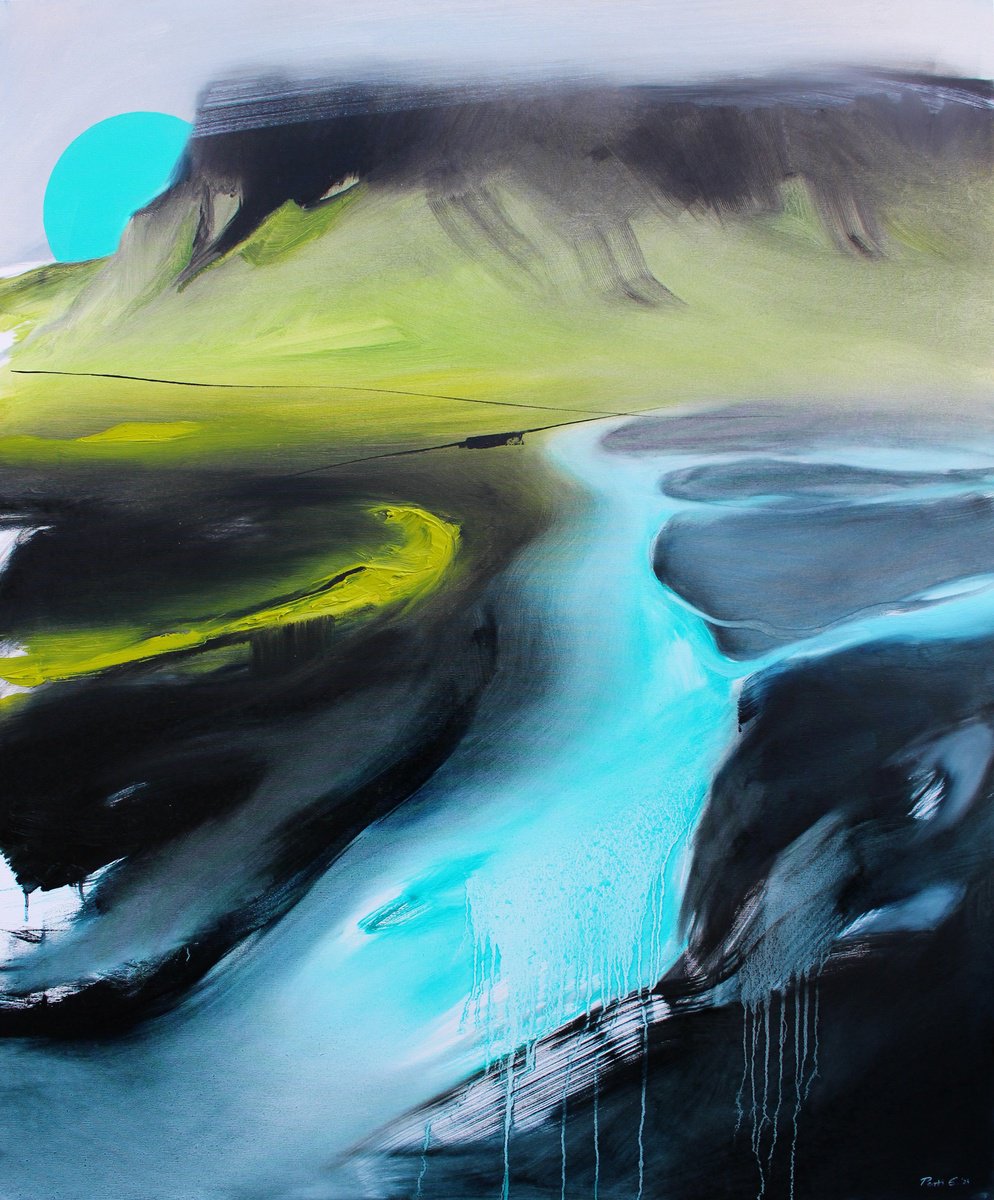 Abstract Landscape Oil Painting By Emma Pesti, 39 X 47, Highlands Ii, Original Artwork