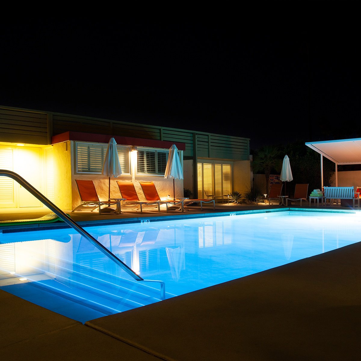 Photorealistic Cityscapes Photograph By Heike Bohnstengel, 12 X 12, Night Pool, Original Artwork