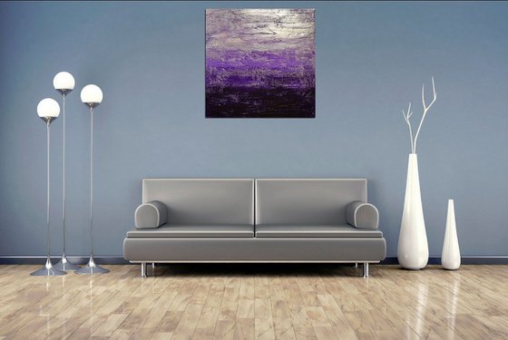 Purple painting , silver purple square
