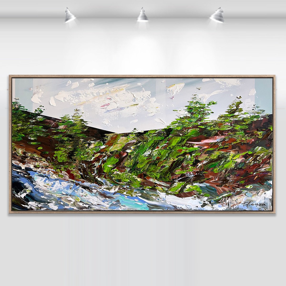 Organic Abstract Acrylic Painting By Tatiana Georgieva, 49 X 26", Place Remembered 1, Original Artwork