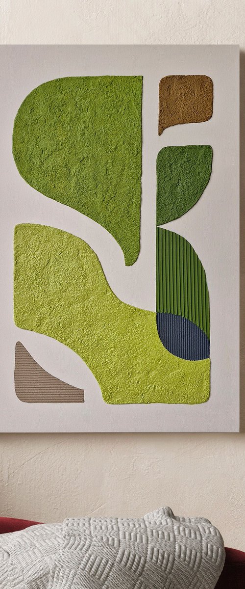 "Green Bay 3" High textured green art by Marine