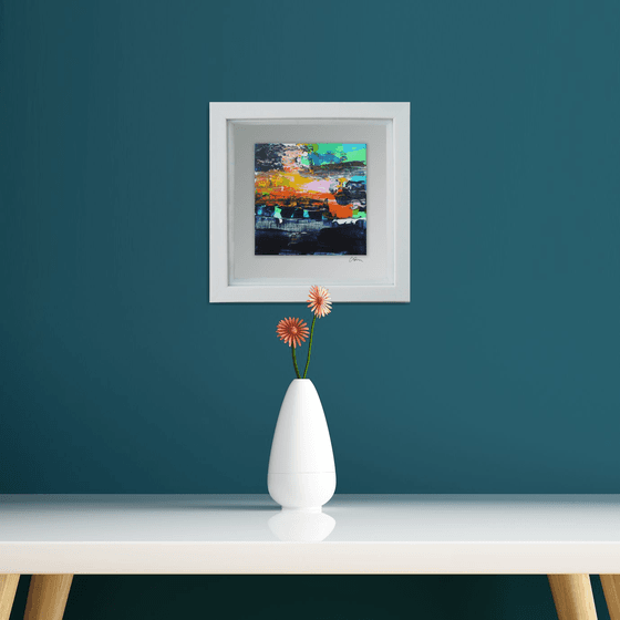 Framed ready to hang original abstract  - Chaos #3